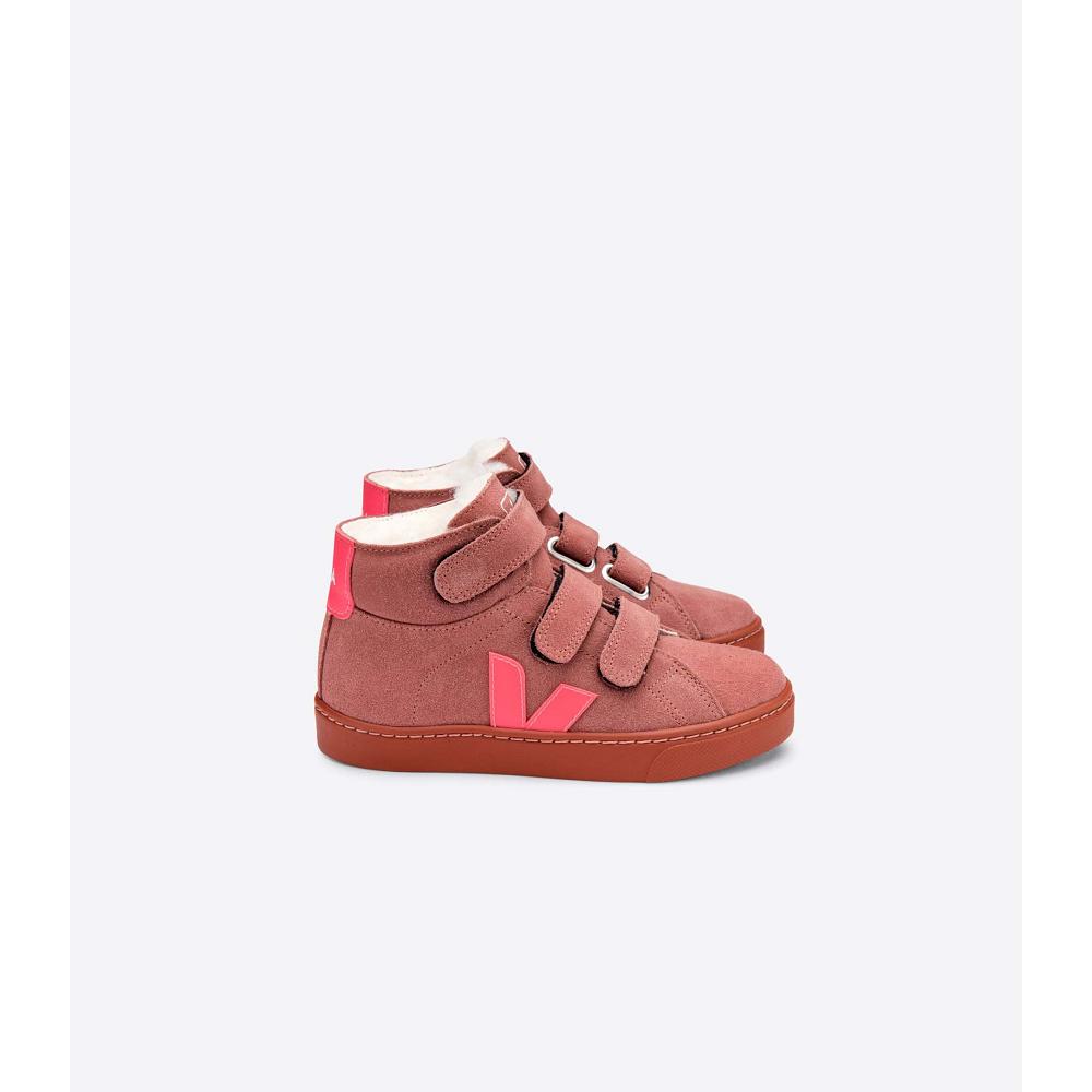 Veja ESPLAR MID FURED SUEDE Kids\' High Tops Red | NZ 699HAP